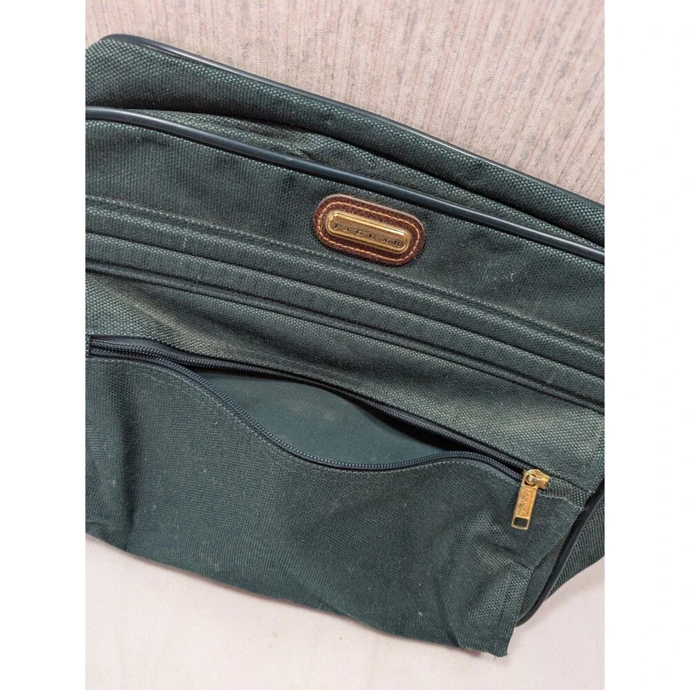 Vintage JAGUAR Travel Bag Carry On Shoulder Strap Luggage Zipper Green